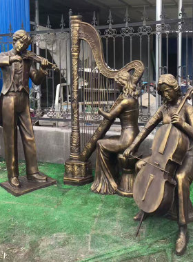 设计定制欧式西方人物拉大提琴雕像弹坚琴敲架子鼓音乐雕塑摆件