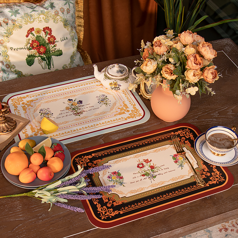 家用仪式感西餐垫美式皮革桌垫茶几防烫隔热垫子免洗PU皮垫碗垫