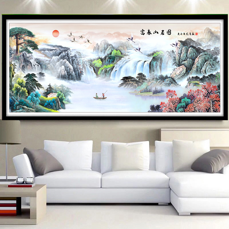 富春山居图十字绣2023新款线绣客厅大幅风景山水画自己绣手工满绣,居家布艺,十字绣套件,淘宝优惠券,粉丝福利购,淘宝优惠卷