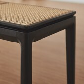 度仓实木长条凳子黑胡桃原木办公桌藤编软包餐椅玄关换鞋 床尾板凳