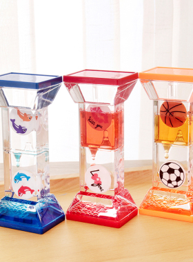 绚丽动感双转轮方形油滴沙漏计时器创意解压液体水滴摆件儿童礼物