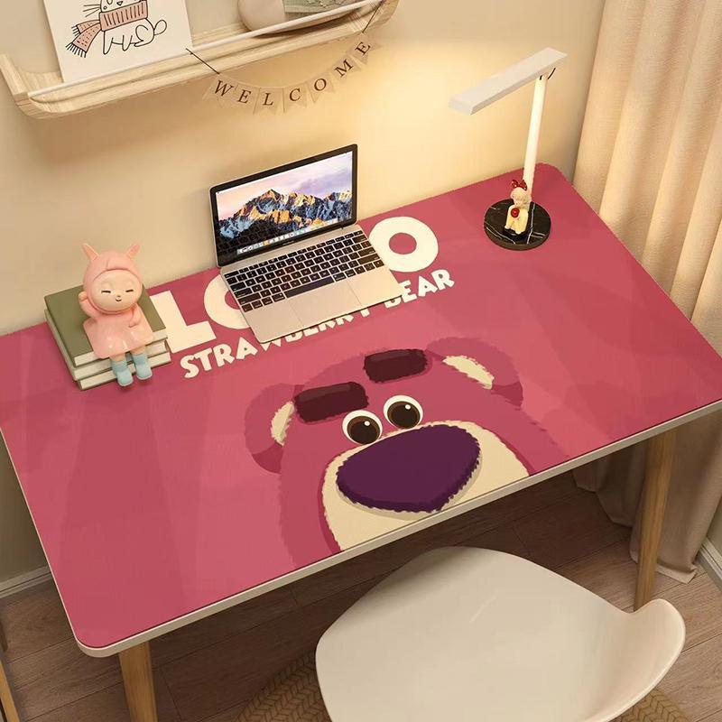防水防油皮革桌垫草莓熊学生学习写字书桌垫办公室可擦免洗无味