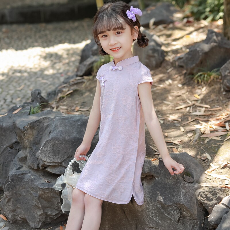 儿童旗袍2023新款夏洋气旗袍小童短袖复古中国风连衣裙女宝宝夏装