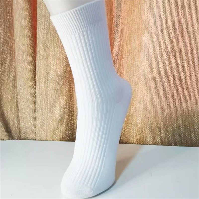 东十一郎纯棉男袜中筒秋冬里外全棉双针螺纹男商务袜长筒黑色包邮