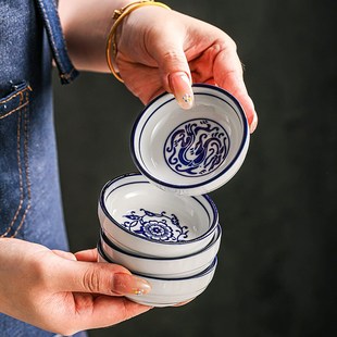 青花陶瓷调料碟创意调味碟家用餐具烤肉火锅酱料碟醮碟商用小吃碟