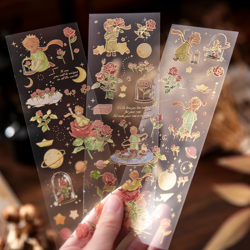 玫瑰花王子星梦立体烫金手账贴纸套装可爱治愈ins儿童手帐贴画