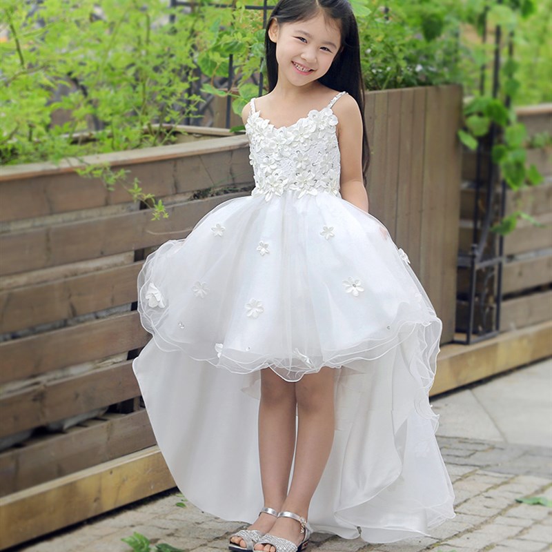 女童晚礼服花童礼服儿童公主裙婚纱裙主持人钢琴表演服长款拖尾裙