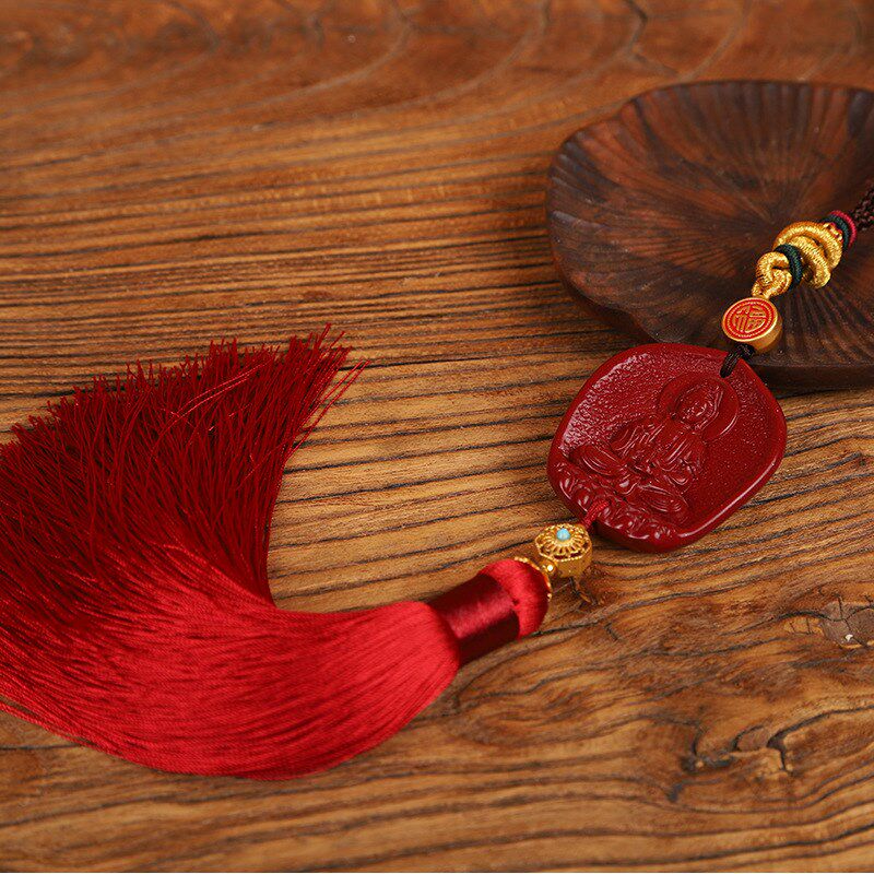 保真朱砂观音保平安汽车挂件高档男士车载挂件女士车内弥勒佛挂饰