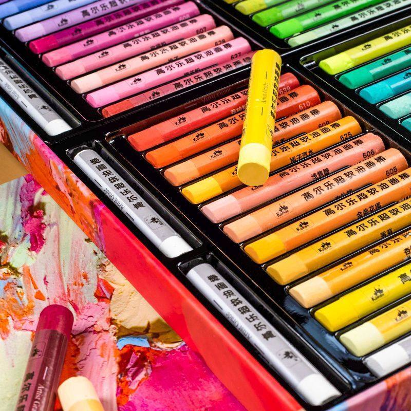 高尔乐油画棒套装小房子套装超软油性炫彩棒蜡笔美术初学者油彩棒