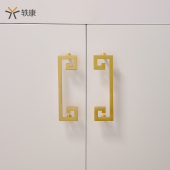 中式 橱柜家具门把手黄古铜色衣柜酒柜抽屉拉手 黄铜拉手柜门新中式