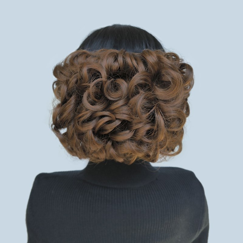 中老盘头发包 假发包 丸子头 假发短卷盘发发包 发髻拉花复古盘头