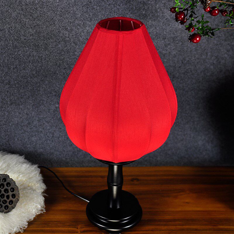 新古典台灯实木手绘灯禅意仿古布艺灯中式创意装饰台灯复古调光灯