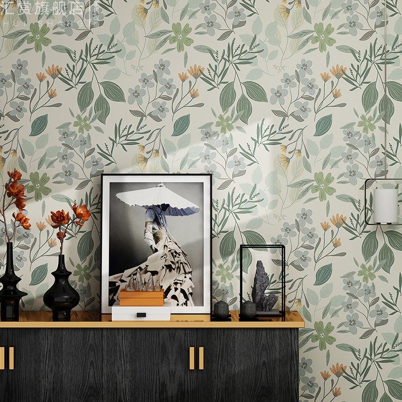 田园风壁纸电视背景墙装饰墙面贴纸卧室碎花厨房自粘防水防油墙贴