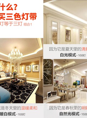 220v灯带led三色变光装饰客厅家用吊顶超亮户外防水霓虹自粘灯条