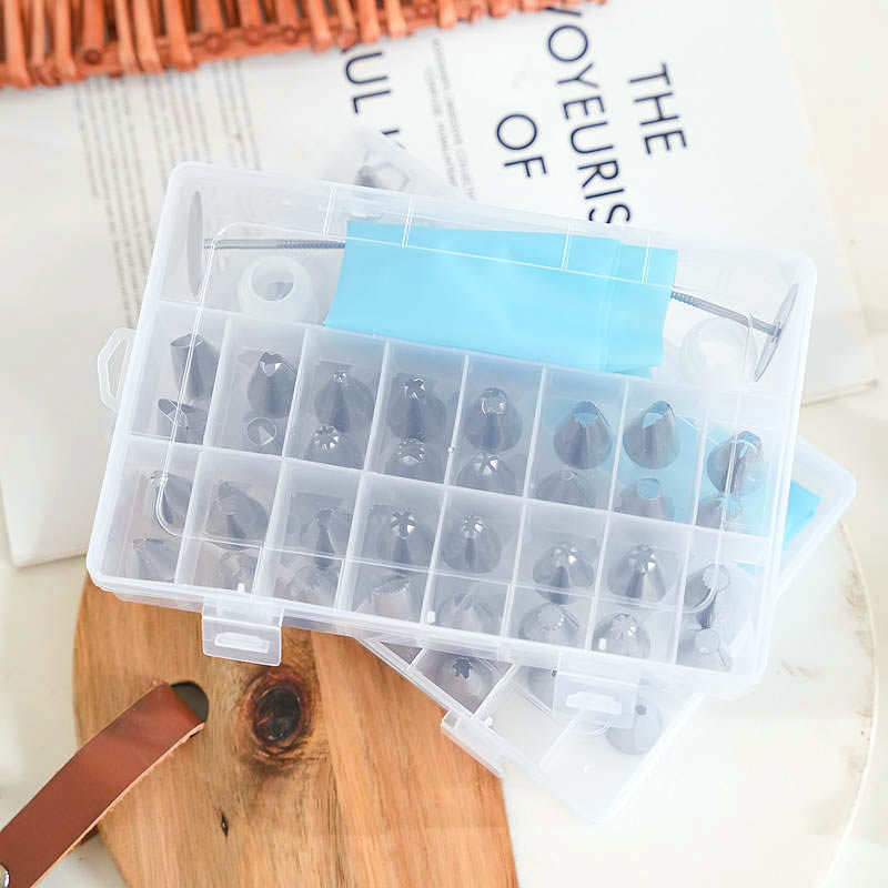 不锈钢裱花嘴24头花嘴套装挤奶油工具裱花袋曲奇溶豆八齿花嘴32头