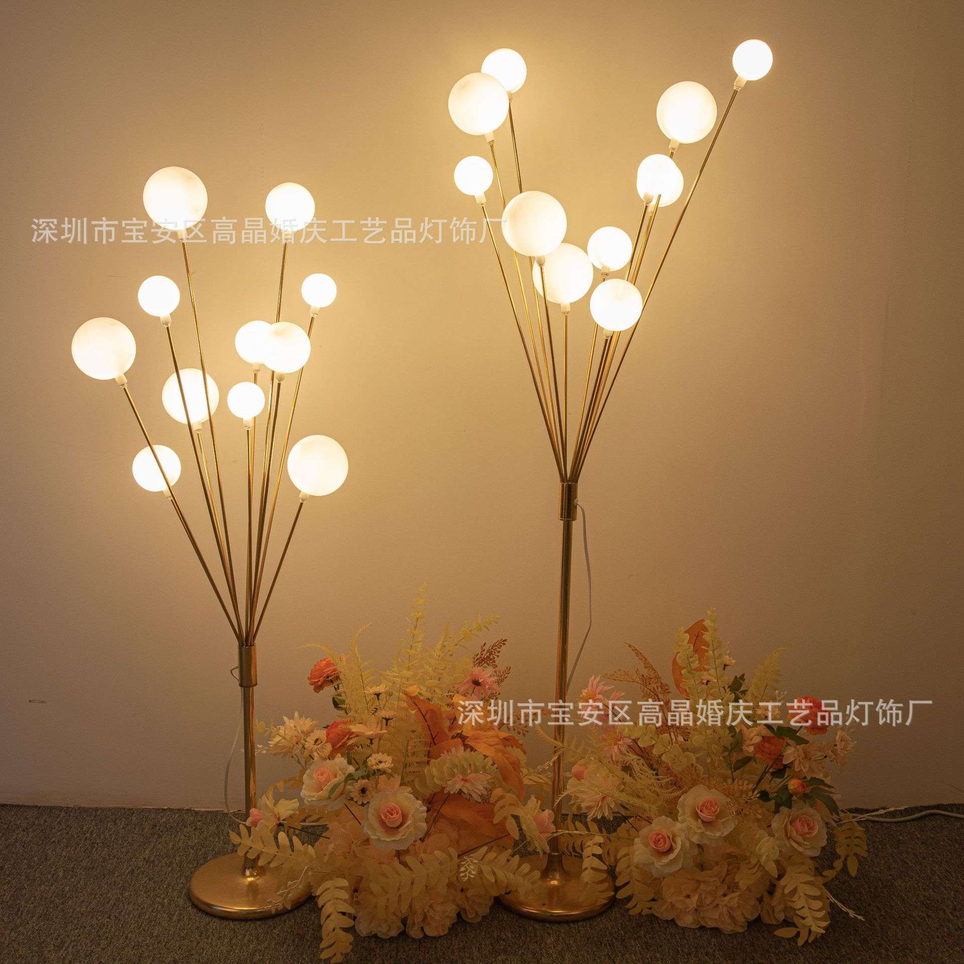 婚庆道具铁艺电镀11头苹果树路引灯舞台T台装饰摆件泡泡果树路引