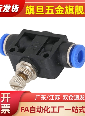 C快插BVHVC6接头BVHVU8单向节流管道型直通节流PA4/10/12节流阀