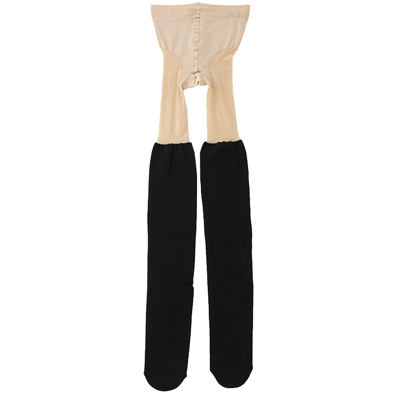 毛圈加厚假高筒连脚裤袜微压力显瘦假长筒过膝袜秋冬拼接打底袜子