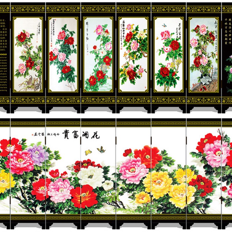 八扇仿古漆器小屏风摆件 中国风特色出国礼品送老外朋友外事礼物