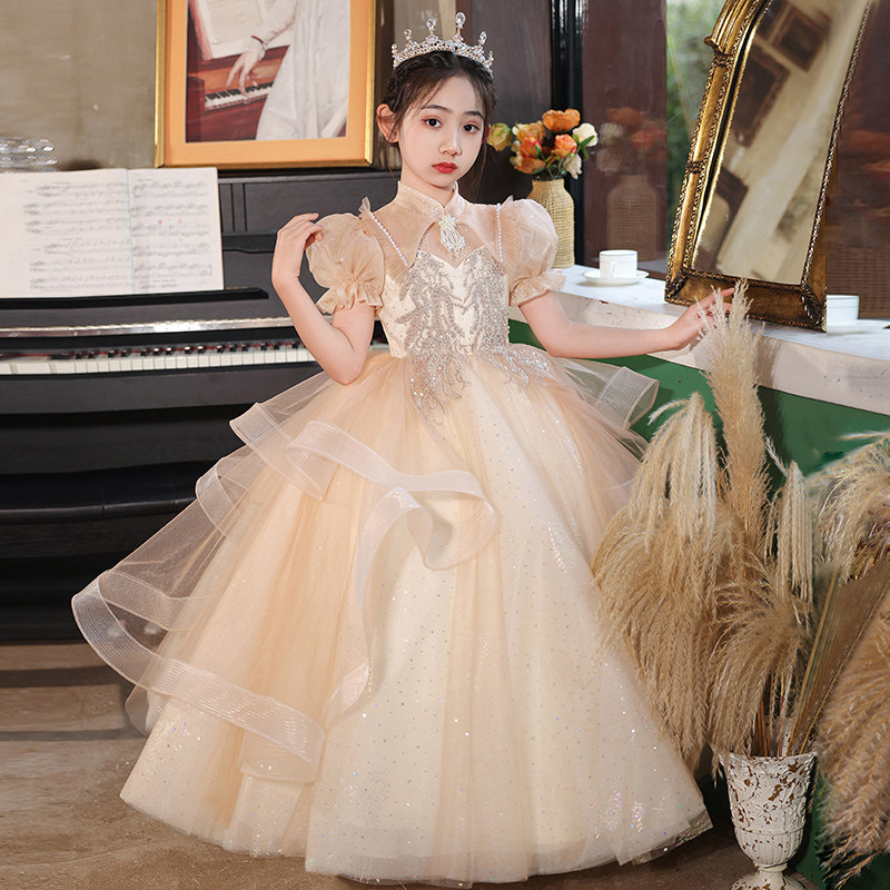 儿童晚礼服十岁女孩生日宴高级感公主裙女童主持人钢琴演出服高端