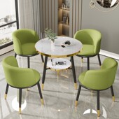 阳台休闲桌椅家用茶桌凳靠背奶茶店小圆桌三件套接待洽谈桌椅组合