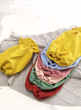 手工条绒灯芯绒套袖办公厨房画画家务护袖白色秋冬羽绒棉服袖头女