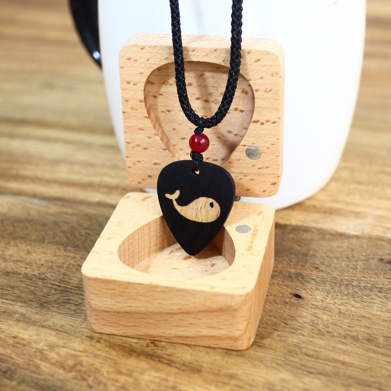 包邮乌木吉他拨片木头木质紫檀拨片项链吊坠挂坠手工定制檀木刻字