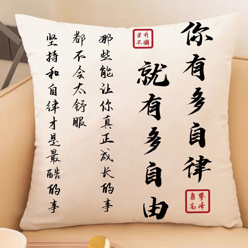励志文字抱枕飘窗装饰摆件靠垫沙发靠枕腰枕学生礼物定制