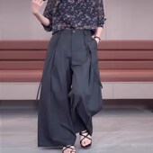 裤 女夏季 2025新款 深灰色休b闲西装 显瘦洋气百搭流行时尚 宽松阔腿