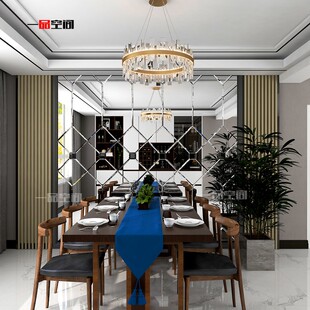 定制艺术玻璃拼镜餐厅玄关背景墙银镜灰镜黑镜茶镜菱形车边欧茶镜