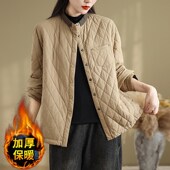 夹棉轻薄小棉袄欧货洋气女士2x025秋冬季 新款 休闲立领棉衣棉服外