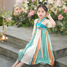 товар из китая 汉服女童夏款儿童古装春秋夏超仙气古风连衣裙小女孩唐装春季中袖 No brand