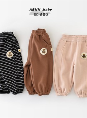 新生儿加绒休闲裤婴儿秋冬季一体绒运动裤宝宝洋气加厚卫裤95029