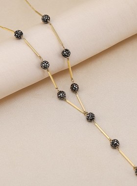 时尚Y字流苏项链女轻奢小众设计毛衣链网红气质暗黑系锁骨链