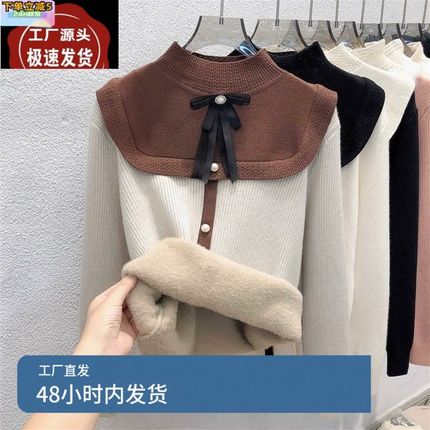 半高领打底衫女h秋冬内搭2024新款修身洋气显瘦加绒加厚针织衫上