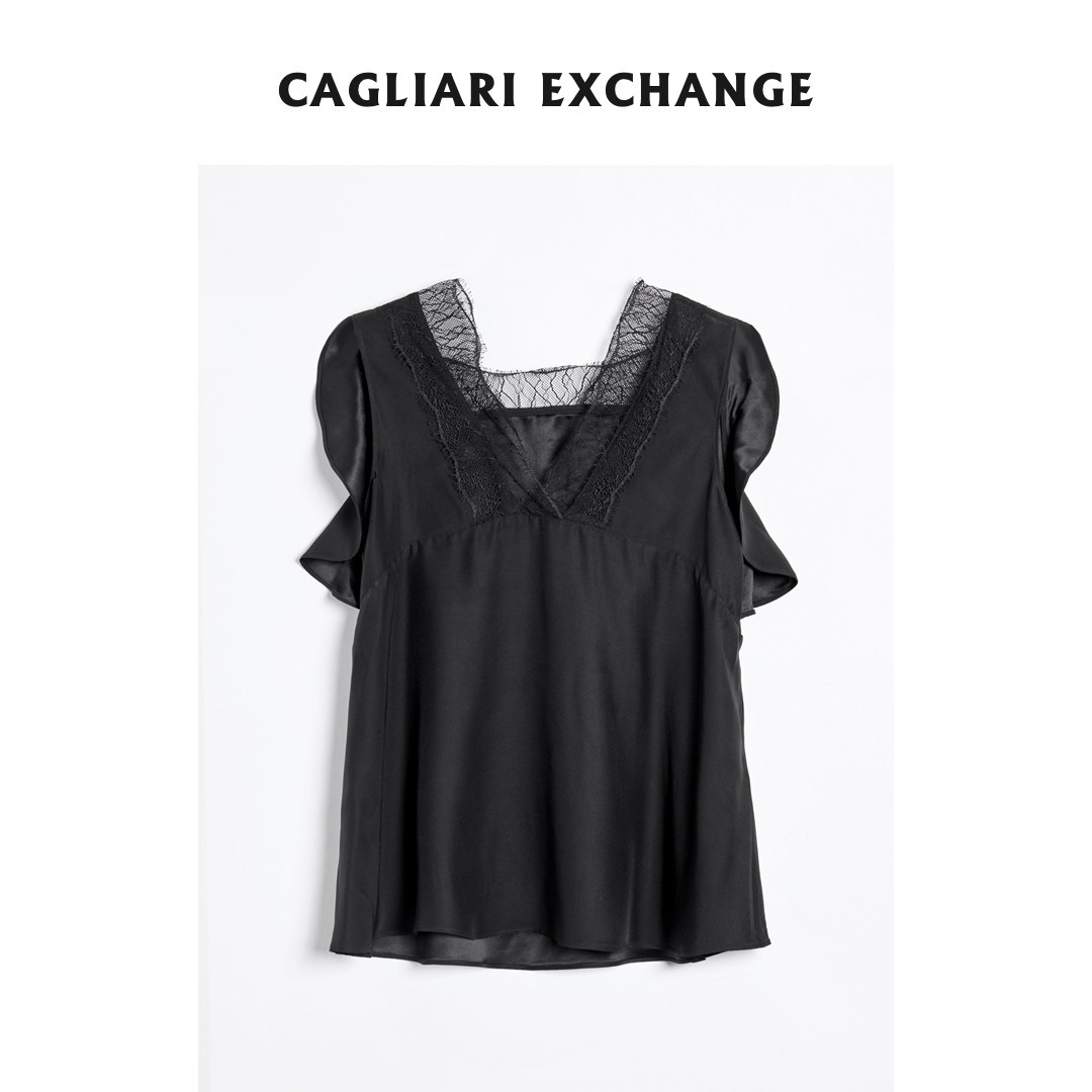 CAGLIARI EXCHANGE/卡利亚里桑蚕丝法式蕾丝背心4402105