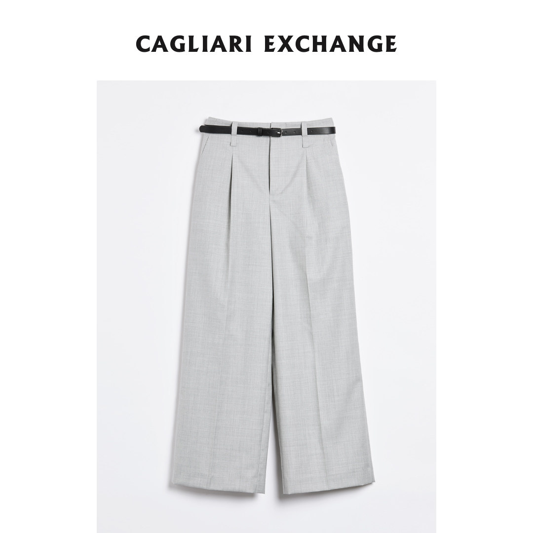 CAGLIARI EXCHANGE/卡利亚里美丽诺羊毛灰色直筒长裤4405217