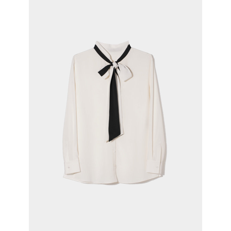 CAGLIARI EXCHANGE/卡利亚里撞色飘带真丝衬衫4004005