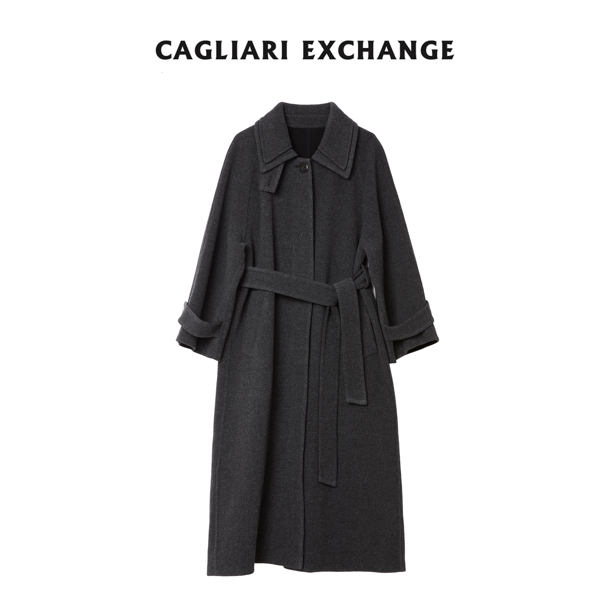 卡利亚里翻领插肩廓型大衣