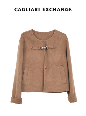 CAGLIARI EXCHANGE/卡利亚里丝毛混纺复古金属扣短款外套4402012