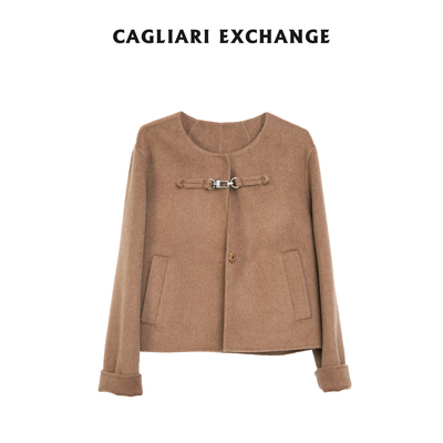 CAGLIARI EXCHANGE/卡利亚里丝毛混纺复古金属扣短款外套4402012