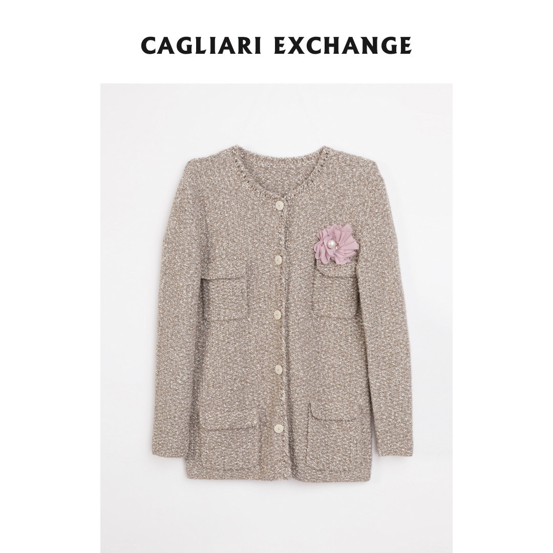 CAGLIARI EXCHANGE/卡利亚里浪漫胸饰长款小香外套4412011,女装/女士精品,毛衣,淘宝优惠券,粉丝福利购,淘宝优惠卷
