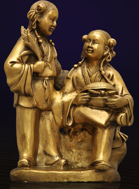 黄铜二圣摆件朋友结婚礼物婚姻新婚工艺品婚房婚礼装饰品