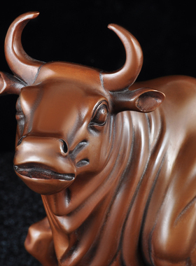 紫铜牛摆件招财华尔街牛生肖牛家居客厅装饰公司办公室股市牛摆设