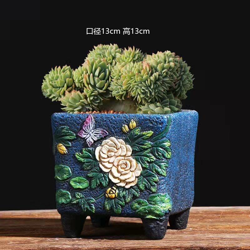 多肉花盆手绘陶瓷延熹盆多肉植物粗陶复古素烧创意大小口径简约,鲜花速递/花卉仿真/绿植园艺,花盆,淘宝优惠券,粉丝福利购,淘宝优惠卷