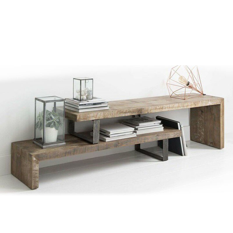 北欧实木电视柜小户型墙柜可伸缩展示柜储物柜客厅复古简约电视柜