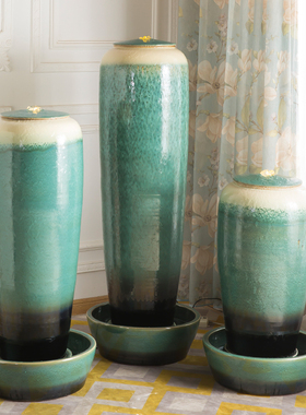 景德镇陶瓷流水摆件循环水办公室装饰庭院瀑布景观落地鱼池装饰品