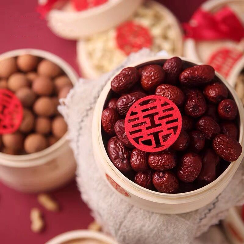 结婚用品早生贵子模具压床摆件多囍婚房装饰布置糖果蒸笼套装礼盒