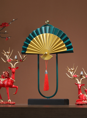 新中式创意扇子摆件茶室暖房高档客厅书房玄关电视柜家居装饰品