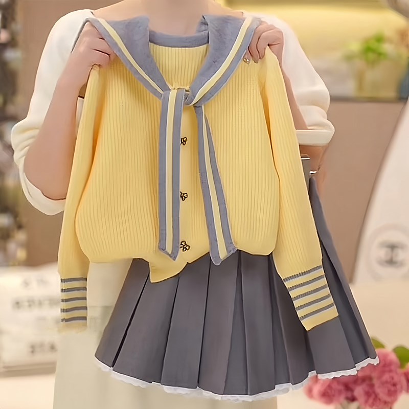 女童春装2025新款时髦洋气儿童学院风套装春秋款女孩JK制服百褶裙